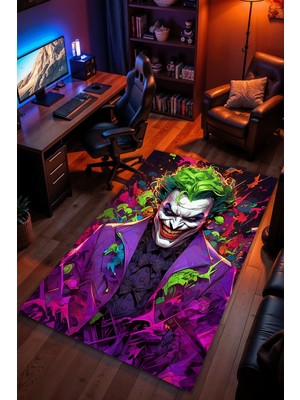Charmbi Joker Batman Halı Kaymaz Taban Kadife Dokulu Makinede Yıkanabilir Genç Odası Halısı Yolluk