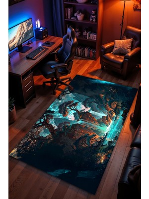 Charmbi Sakin Nehir Halı Kaymaz Taban Kadife Dokulu Makinede Yıkanabilir Genç Odası Halısı Yolluk