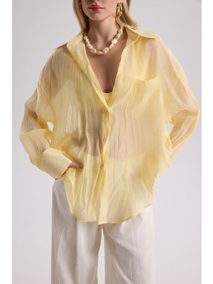 Mai Darya Kırışık Detay Sarı Gömlek