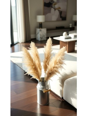 Home GreyfurtArt Vintage Metal Sütlük Biblo Ahşap Saplı Dekoratif Vazo Retro Salon , Bahçe ve Dekorasyon Objesi Saksı