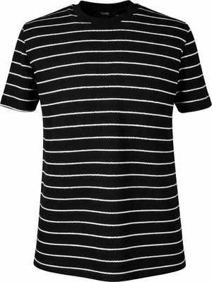 Trender Çizgili Siyah Erkek T-Shirt 4039