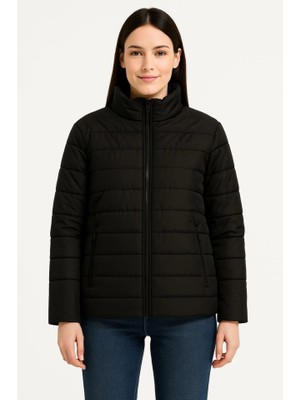 Munn Collection Bomber Mont Ceket – Su Itici Kumaş, Kapitone Astarlı, Fermuarlı, Kışlık - Siyah