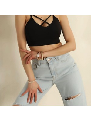 Piwow Kadın Önü Çapraz Kaplı Ip Askılı Büstiyer