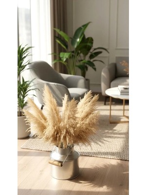 Home GreyfurtArt Vintage Metal Sütlük Biblo Ahşap Saplı Dekoratif Vazo Retro Salon Bahçe ve Dekorasyon Objesi Saksı