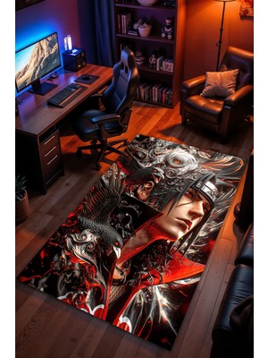 Charmbi Naruto, Uchiha Itachi Halı Kaymaz Taban Kadife Dokulu Makinede Yıkanabilir Genç Odası Halısı Yolluk