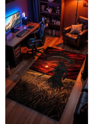 Charmbi Elden Ring Temalı Halı Kaymaz Taban Kadife Dokulu Makinede Yıkanabilir Genç Odası Halısı Yolluk