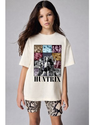 Little Aden Kpop Demon Hunters Huntrix Kısa Kollu Baskılı Kız Çocuk Oversize Tişört