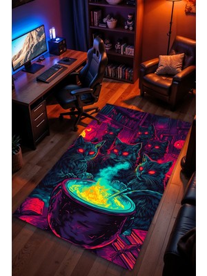 Charmbi Pisi Pisi Cadıları Halı Kaymaz Taban Kadife Dokulu Makinede Yıkanabilir Genç Odası Halısı Yolluk