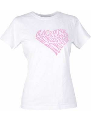 Trender Kalp Baskı O Yaka Beyaz Kadın T-Shirt 26YDT1000004