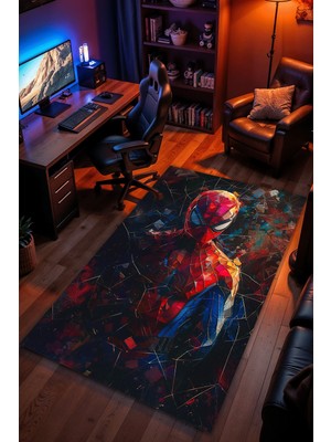 Charmbi Örümcek Adam Halı Kaymaz Taban Kadife Dokulu Makinede Yıkanabilir Genç Odası Halısı Yolluk