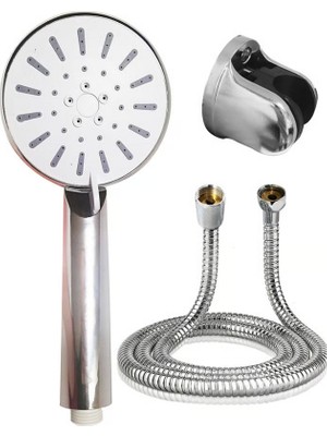 Spiral Hortumlu 4 Kademeli Krem El Duşu Başlığı Banyo Duş Seti - Lisinya