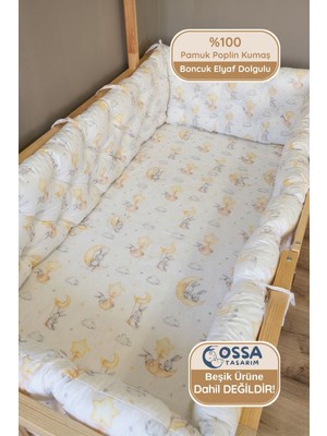 Yasetex Tasarım Montessori ve Beşik Için 4 Kenar Koruma Seti Tavşan Desen Pamuk Poplin Kumaş