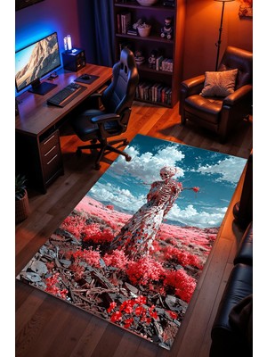 Charmbi Bekleyiş Halı Kaymaz Taban Kadife Dokulu Makinede Yıkanabilir Genç Odası Halısı Yolluk