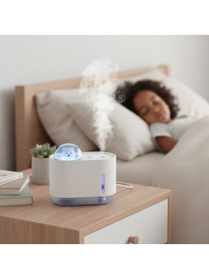 Store Mania Ieg™ Uzay Ayısı 300 ml USB Hava Nemlendirici – LED Işıklı Masaüstü Buhar Makinesi, Yatak