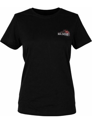 Trender Bloom Baskı Siyah Kadın T-Shirt 26YL71595007