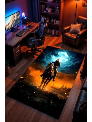 Charmbi Red Dead Redemption 2 Halı Kaymaz Taban Kadife Dokulu Makinede Yıkanabilir Genç Odası Halısı Yolluk