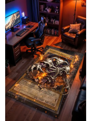 Charmbi Yu-Gi-Oh Çağrılmış Kafatası Kaymaz Taban Kadife Dokulu Makinede Yıkanabilir Genç Odası Halısı Yolluk