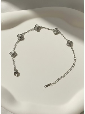 Atalya Accessory Mini Yonca Modeli Unisex Çelik Bileklik - Kararma Yapmaz Çift Taraflı 17+5 cm Uzunluk