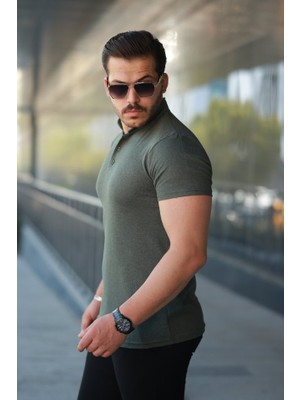 Deridün Yıldız Shoes Erkek Hakim Yaka Dokuma Pamuklu Kumaş Kısa Kollu Tişört