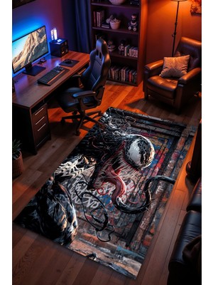 Charmbi Örümcek Adam Venom Halı Kaymaz Taban Kadife Dokulu Makinede Yıkanabilir Genç Odası Halısı Yolluk