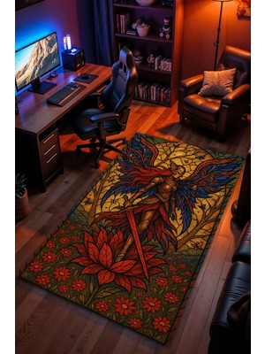 Charmbi Elden Ring Malenia Halı Kaymaz Taban Kadife Dokulu Makinede Yıkanabilir Genç Odası Halısı Yolluk