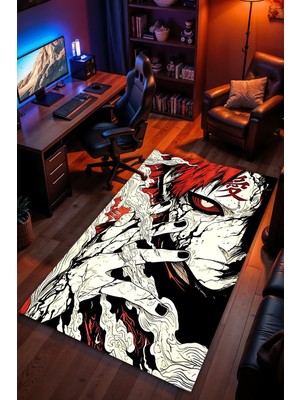 Charmbi Naruto, Gaara Halı Kaymaz Taban Kadife Dokulu Makinede Yıkanabilir Genç Odası Halısı Yolluk