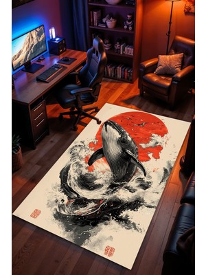 Charmbi Huzurlu Deniz Halı Kaymaz Taban Kadife Dokulu Makinede Yıkanabilir Genç Odası Halısı Yolluk