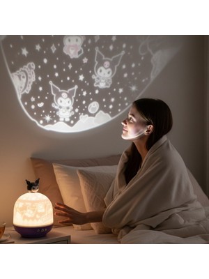 Keyfim Shop Kuromi Temalı  Dönen ve Renkli Star Master Projeksiyon Gece Lambası