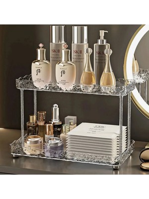 Samelia Iki Katlı Şeffaf Akrilik Düzenleyici Raf Organizer , Banyo , Makyaj Masası Parfüm Krem Tepsisi