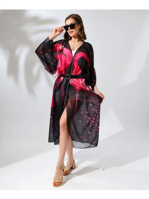 Hsc Bilişim Rahat Kesim Şifon Kimono - Siyah -