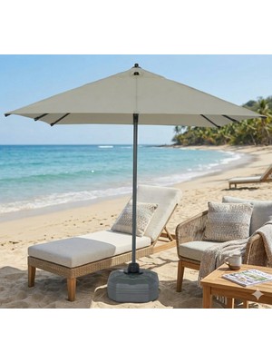 Form Outdoor Alubrella Güneş Şemsiyesi Krem Kumaş Antrasit Iskelet -50 Lt. Bidonlu