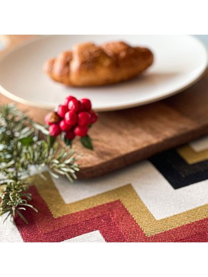Alesta Home Alesta Home 6'lı Zikzak Desenli Kumaş Amerikan Servis 50x35cm