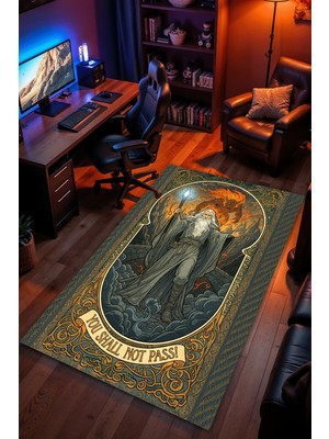 Charmbi Yüzüklerin Efendisi Halı Kaymaz Taban Kadife Dokulu Makinede Yıkanabilir Genç Odası Halısı Yolluk