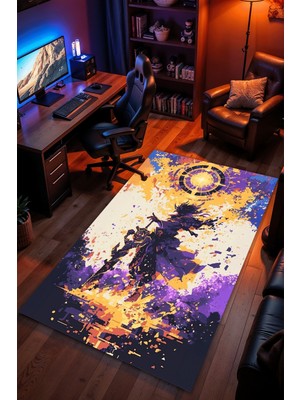 Charmbi Mistik Savaşçı Halı Kaymaz Taban Kadife Dokulu Makinede Yıkanabilir Genç Odası Halısı Yolluk