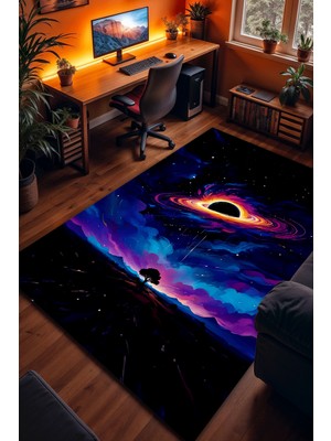 Charmbi Sonsuzluk Temalı Halı Kaymaz Taban Kadife Dokulu Makinede Yıkanabilir Genç Odası Halısı Yolluk