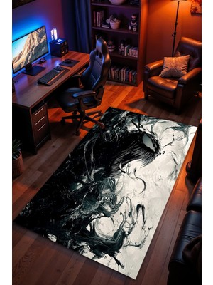 Charmbi Venom Örümcek Adam Halı Kaymaz Taban Kadife Dokulu Makinede Yıkanabilir Genç Odası Halısı Yolluk