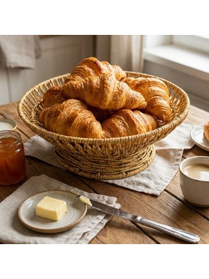 28 cm Plastik Rattan Servis Çanağı – Doğal Hasır Görünümlü Dekoratif Meyve, Ekmek ve Sunu