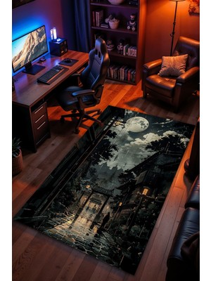 Charmbi Meiji Sokak Manzarası Halı Kaymaz Taban Kadife Dokulu Makinede Yıkanabilir Genç Odası Halısı Yolluk