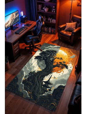 Charmbi Gün Dönümü Halı Kaymaz Taban Kadife Dokulu Makinede Yıkanabilir Genç Odası Halısı Yolluk