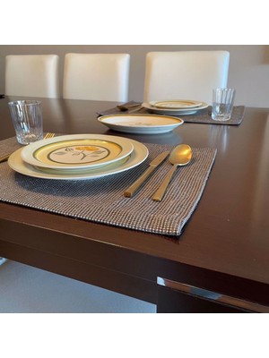 Alesta Home Alesta Home Gri Düz 6'lı Amerikan Servis 50x35cm