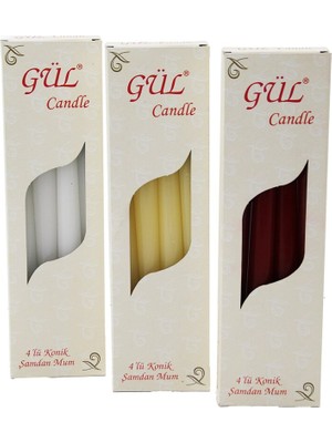 Toyigoo 4pcs Konik Şamdan - Düz Mum Beyaz - Renkli 2X25CM (4887) TYGRS-GO346