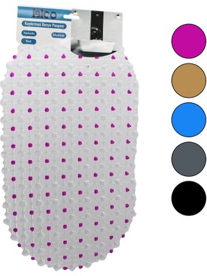 Toyigoo Oval - Eko Pvc +Vantuz Desen - Şeffaf Renkli 122PCS Vantuz Kaydırmaz Banyo - Küvet Paspas 33X61CM