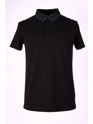 Trender Kot Yaka Siyah Erkek Polo Yaka T-Shirt 568