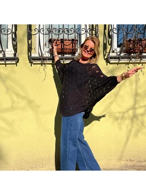 Fibula Merserize Kalp Desen Standart Beden Yarasa Kol Bluz 36-48 Bedenler Arası Olur