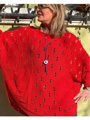 Fibula Merserize Kalp Desen Standart Beden Yarasa Kol Bluz 36-48 Bedenler Arası Olur