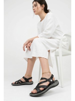 Mammamia Kadın Hakiki Deri Ortopedik Yumuşak Hafif Günlük Sandalet M27YS/2415