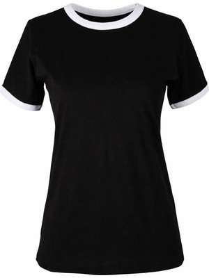 Trender Basic Biyeli O Yaka Siyah Kadın T-Shirt 26YDT1000001