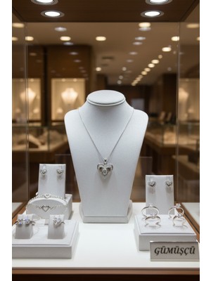 Anka Mücevherat 925 Ayar Gümüş Taşlı Kalp Kadın Kolye