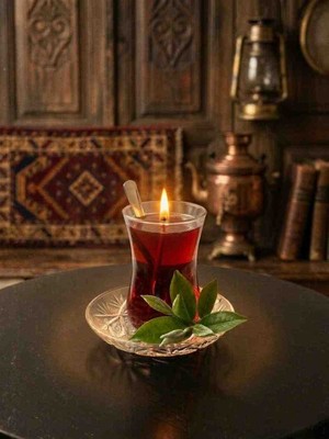 Floryn Dekoratif Çay Bardağı Mum Jel Mum Çay Görünümlü Hediyelik Masa Üstü Mum | Tabaksız Gönderim 100CC