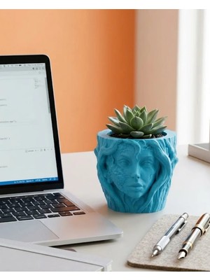 Değirmen Grup Modern Ev Dekoru Için Kadın Yüzü Ağaç Tasarımlı Dekoratif Vazo